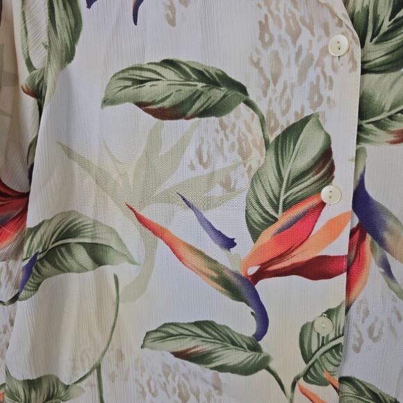 Alfred Dunner Bird Of Paridise Grannycore Tropical Hawaiian  Retro Button Top 12 - Picture 13 of 15